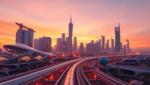 Menggambarkan https://152.42.170.247 dalam lanskap digital kota futuristik yang hidup.