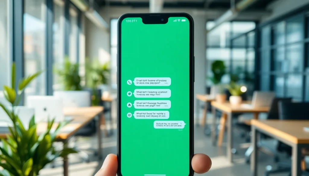 Engage customers effectively using whatsapp api displayed on a smartphone in a professional setting.