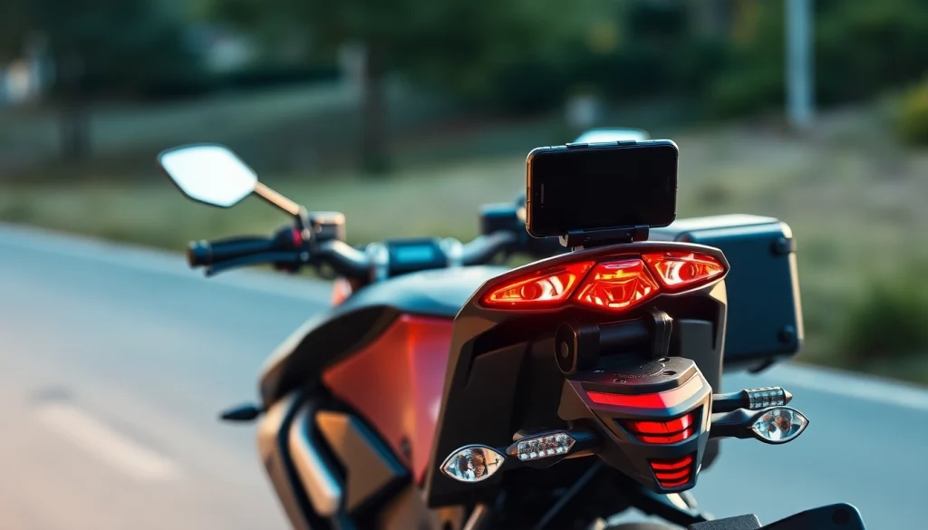 Motopaco présente un support pour téléphone portable innovant sur une moto contemporaine, alliant sécurité et style.