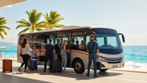 Cabo airport transportation with a welcoming shuttle scene at the Cabo San Lucas airport.
