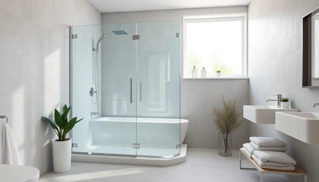 Aménager une paroi de douche moderne en verre dans une salle de bain élégante et lumineuse.