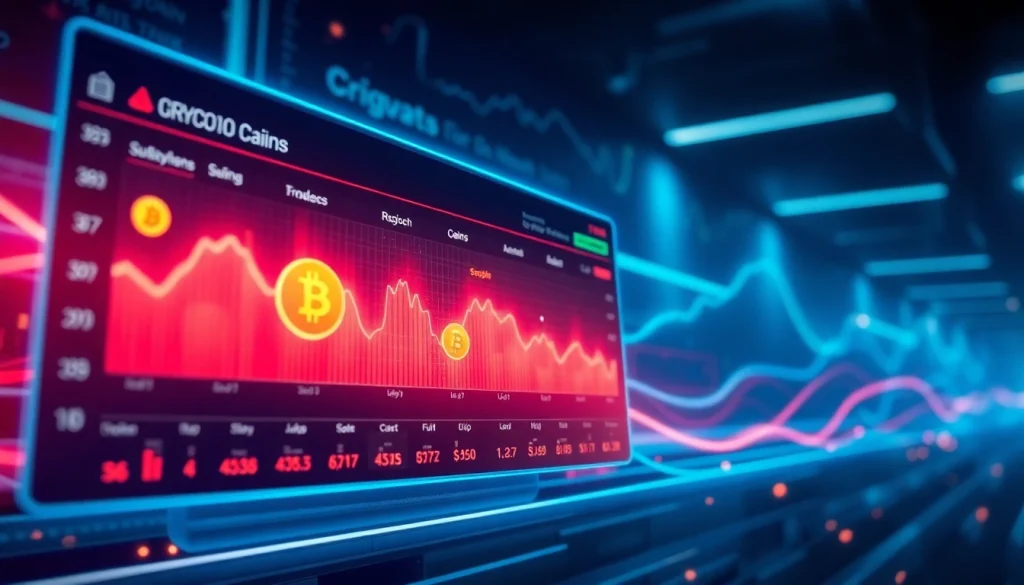 Discover trending coins listing with a sleek digital interface showcasing top cryptocurrencies.