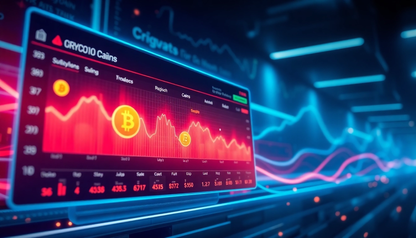 Discover trending coins listing with a sleek digital interface showcasing top cryptocurrencies.