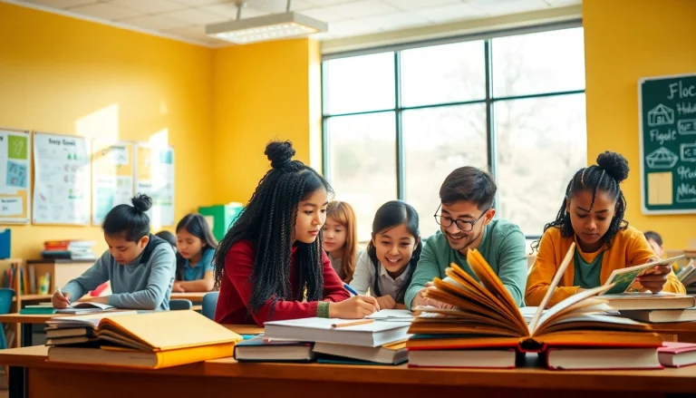 Students collaborating on educational projects in a vibrant classroom setting focused on Education.