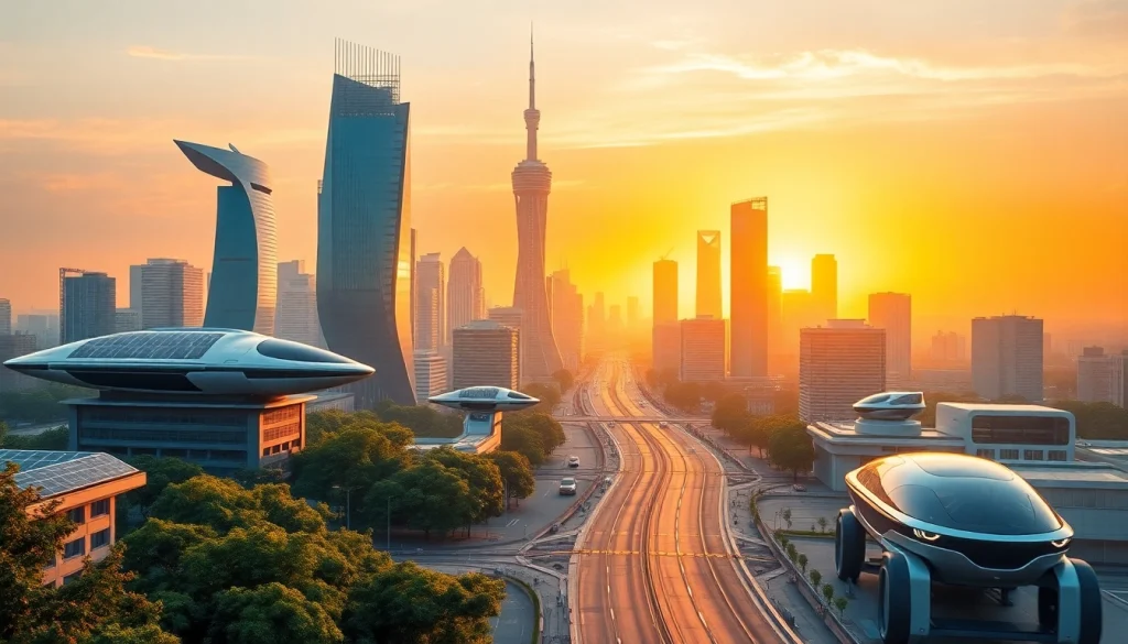 Illustration of advanced Technology integration in a futuristic city, highlighting innovation.