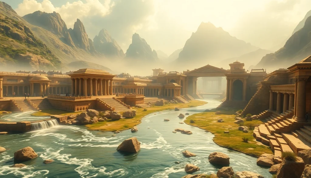 Explore the vision of www.trilgameshproject.com, showcasing a futuristic city amid ancient relics.