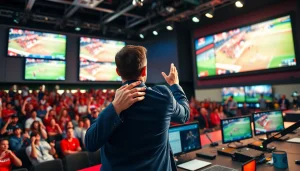 스포츠중계에 필적하는 역동적인 스포츠 방송 장면.