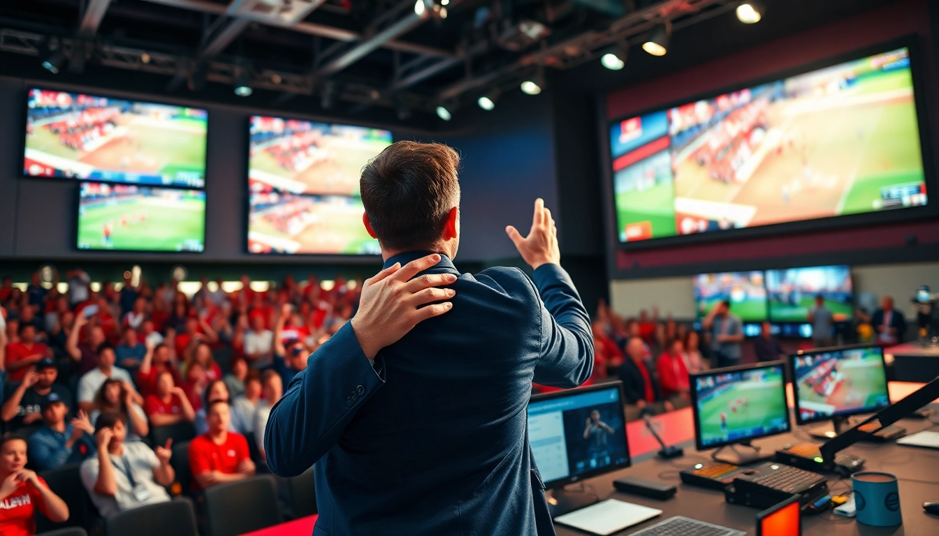 스포츠중계에 필적하는 역동적인 스포츠 방송 장면.