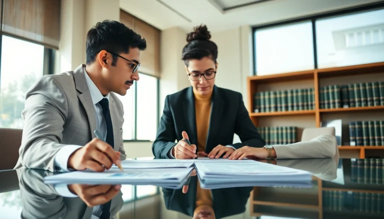 Consultation with an attorney at https://www.atlantarealestateattorney.com in a modern office environment.