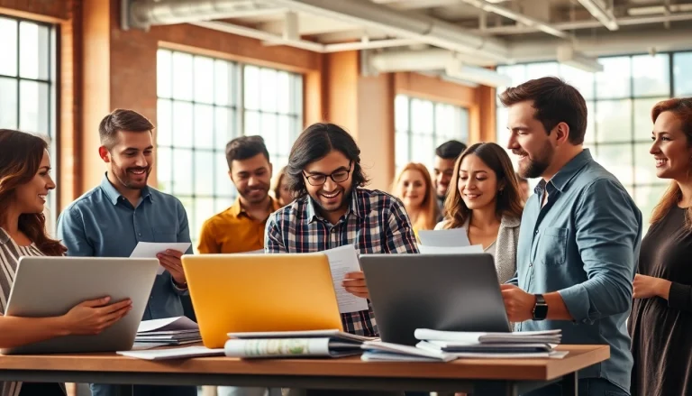 Journalists collaborating in thephoenixnewspaper office, fostering an energetic newsroom atmosphere.