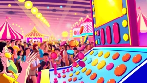 Exciting Plinko game in action with colorful pegs and enthusiastic players cheering.