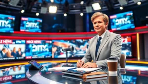 Watch MSNBC Live Stream featuring a professional news anchor in a modern broadcasting studio.