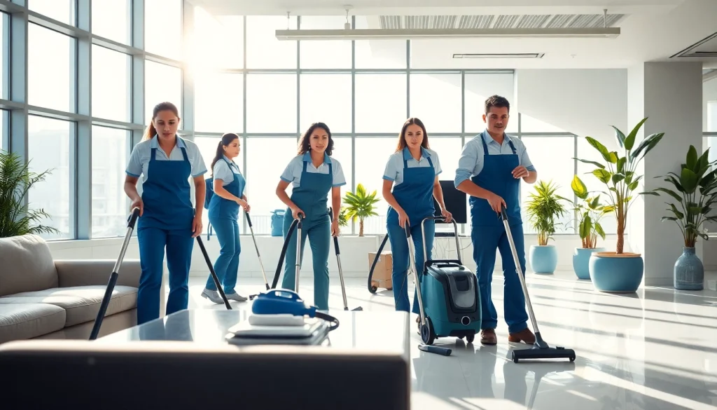 Reinigungsteam bei der Arbeit für optimale Sauberkeit auf https://nm-gebäudeservice.de.