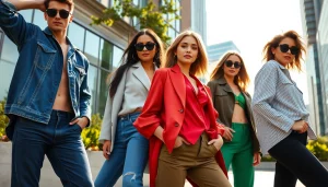 Showcasing fashionable clothing styles at https://www.northernfashions.com in an urban setting.