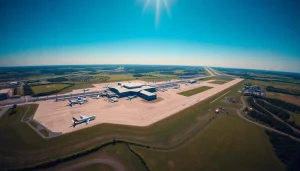 Explore Stansted Airport with a clear view of its terminal and runways, embodying the spirit of travel.