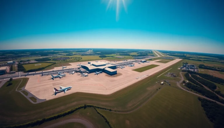 Explore Stansted Airport with a clear view of its terminal and runways, embodying the spirit of travel.