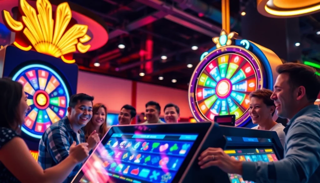 Menampilkan pemain bersemangat memainkan koi800 game dengan antusias di ruang permainan yang modern.