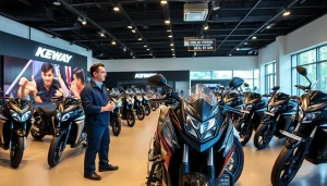 Verkaufen von Keeway Motorrädern auf https://moto-ankauf.de/keeway-verkaufen in einem modernen Ausstellungsraum.