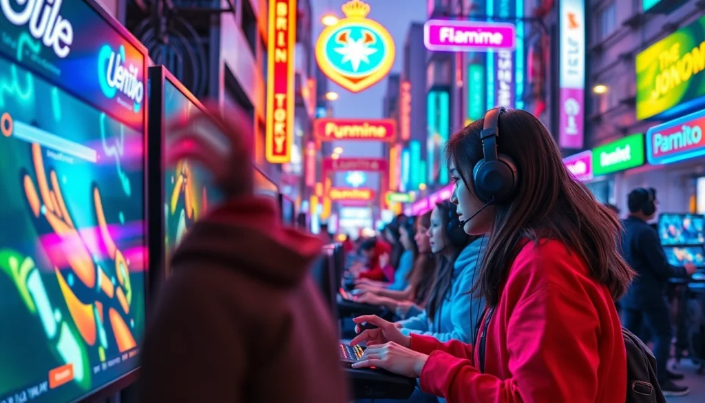 Menggambarkan pemain menikmati jentoto dengan latar belakang penuh warna dan suasana yang energik.