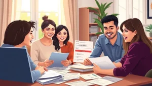 Engaging family completing the esta application in a cozy office setting.