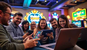 Experience the thrill at the best online casinos in Manitoba with friends enjoying gaming.