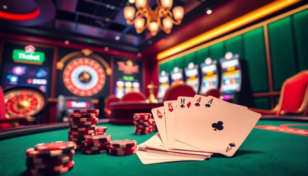 Experience thrilling gameplay at Thabet with exciting casino tables and vibrant slot machines.