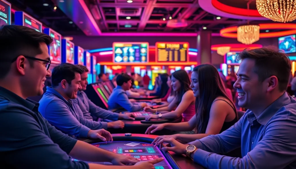 Exciting gameplay at https://duel-rewards.com showcasing players and vibrant casino atmosphere.