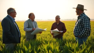 Engaging scene demonstrating agriculture law support for farmers amidst thriving crops.