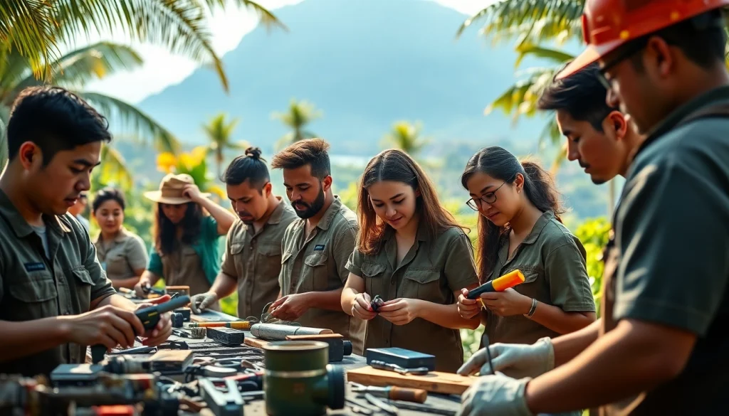 Training students at trade schools in Hawaii engaged in hands-on skill development.