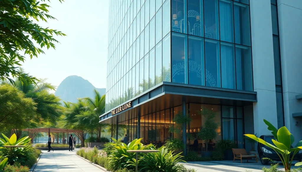 The lion residence showcases modern architecture with lush greenery surrounding it, reflecting luxury living.