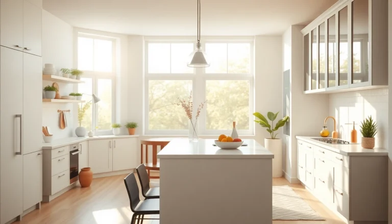 Freshly designed home renovation with a modern kitchen and relaxed dining area.