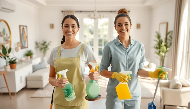 Professional cleaners delivering high-quality Cleaning service in a bright, stylish home.