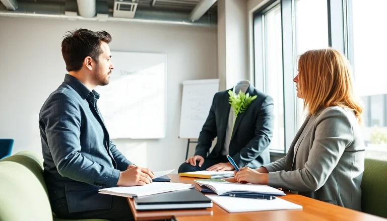 Engaging session with a business coach near me offering insights to a client.