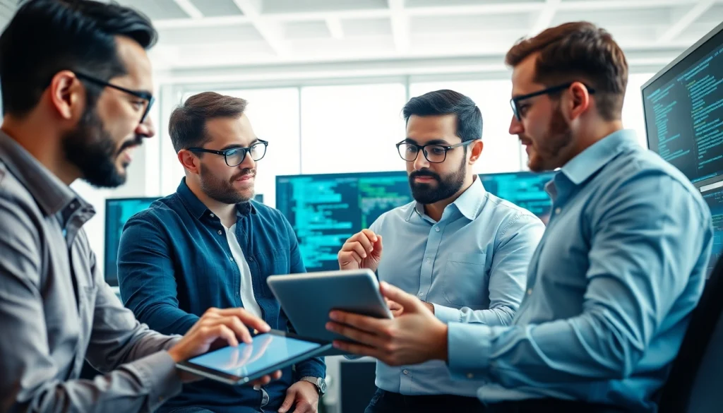 Hire .Net cloud developers collaborating in a modern workspace to enhance software solutions.