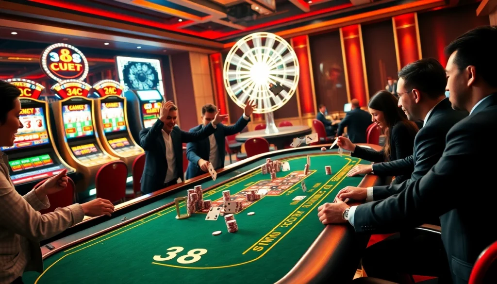 Experience excitement at the F8 BET casino table with players engaged in thrilling gameplay.