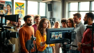 Creative Video Production Agency team collaborating in a modern studio environment.