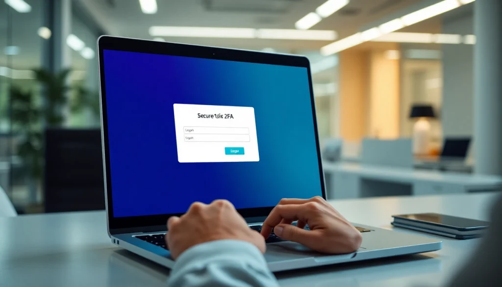 Atera login interface displayed on a laptop, showcasing secure two-factor authentication process.
