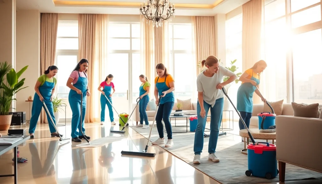 Experience Villa Deep Cleaning Services Dubai with a vibrant team transforming living spaces.