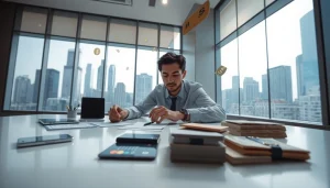 카드깡을 통한 금융 거래를 상징하는 세련된 사무실 풍경