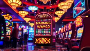 Menggambarkan mahjong ways 2 slot yang penuh warna di kasino, menarik perhatian pemain.
