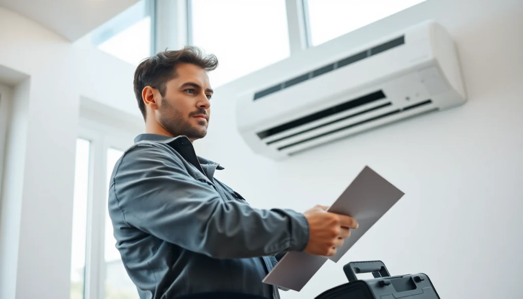 Find reliable american standard dealers near me in a modern setting, showcasing an HVAC technician at work.