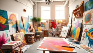 Créer des œuvres d'art inspirées par fredericjulien-design.fr dans un studio vibrant et créatif.