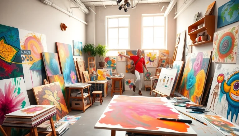 Créer des œuvres d'art inspirées par fredericjulien-design.fr dans un studio vibrant et créatif.