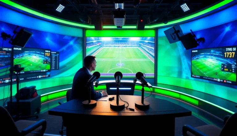Watch Diema Sport online free with engaging sports broadcasts in a modern studio setting.