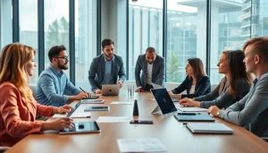 Engaging business meeting showcasing collaboration and innovation in a modern office.