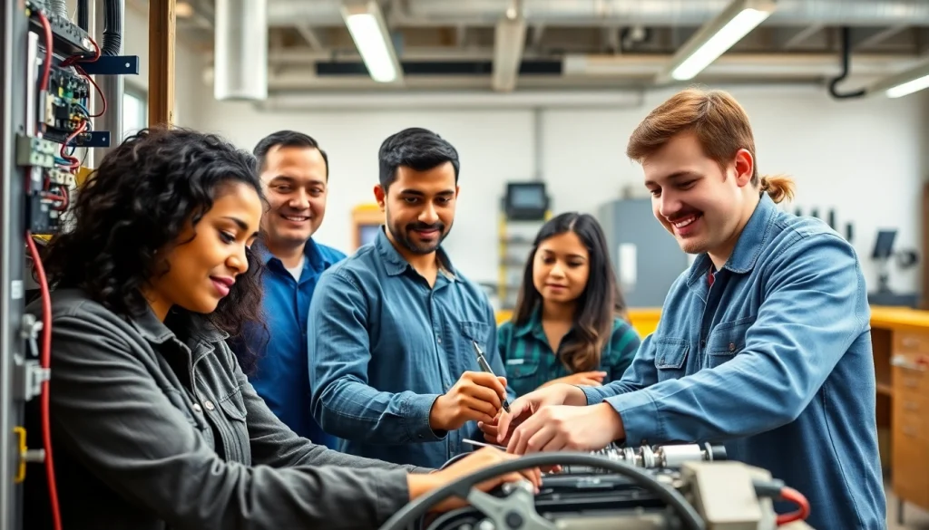 Students excel in practical training at trade schools in southern California, showcasing teamwork and skill.