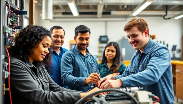 Students excel in practical training at trade schools in southern California, showcasing teamwork and skill.