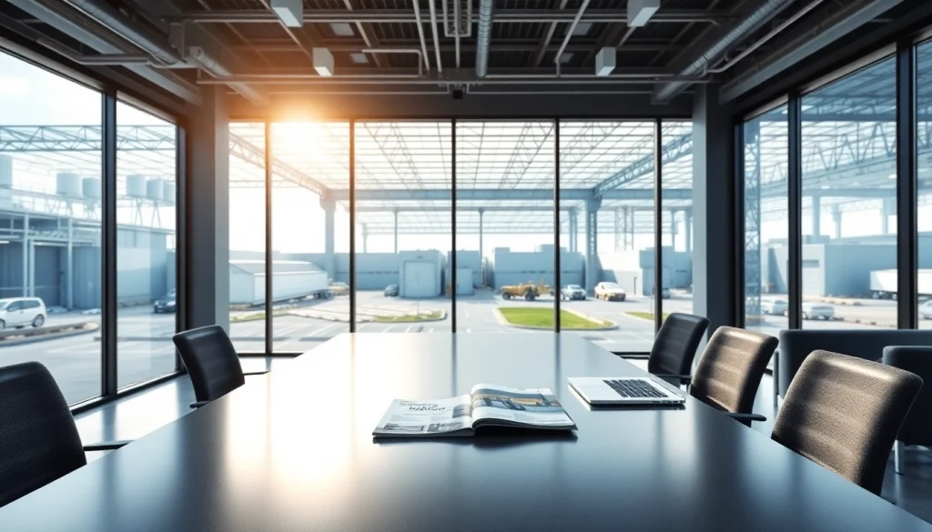 Engage with industrial leasing options in a professional office showcasing modern spaces.