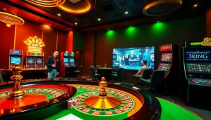 The exciting online gaming interface at https://3king.cn.com/ showcases vibrant casino tables, chips, and players enjoying their favorite games.