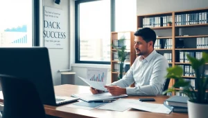 Księgowość dla spółki budowlanej - Profesjonalny księgowy przeglądający dokumenty finansowe w nowoczesnym biurze.